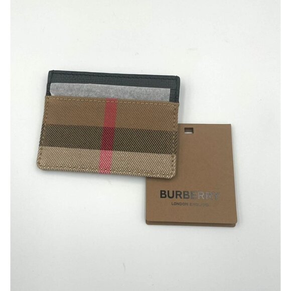 Burberry Sandon Check Canvas & Leather Card Case Black - Picture 5 of 10